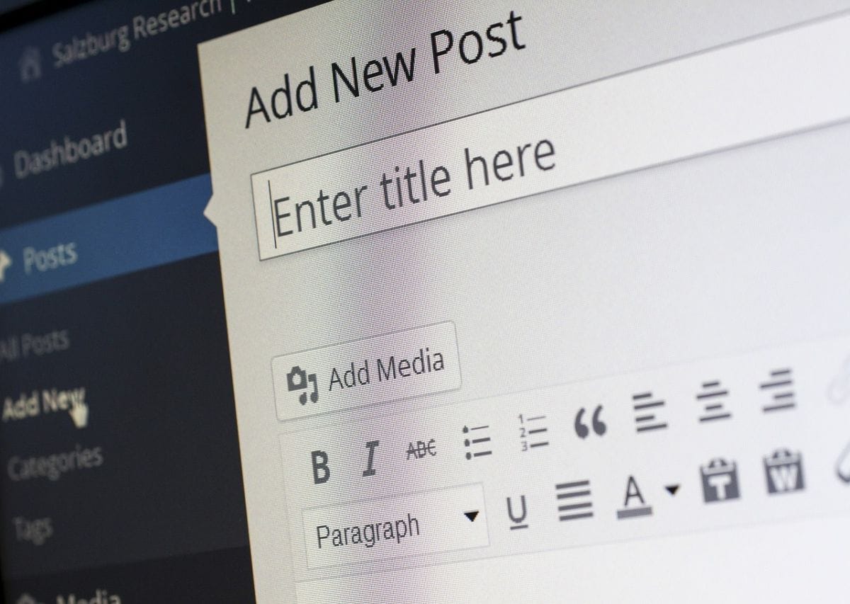Wordpress e-commerce blog start of a new post window