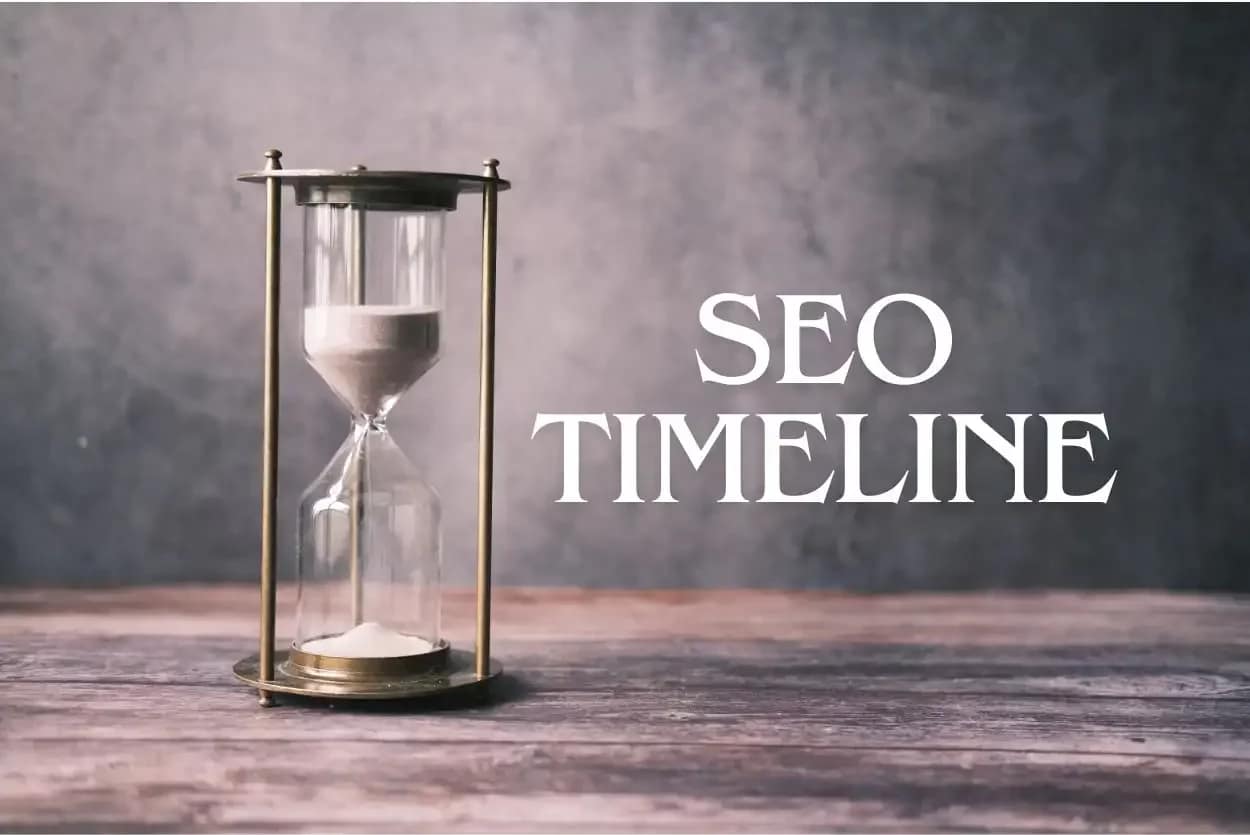 Hourglass on a vintage background symbolizing the SEO timeline for achieving SEO results.