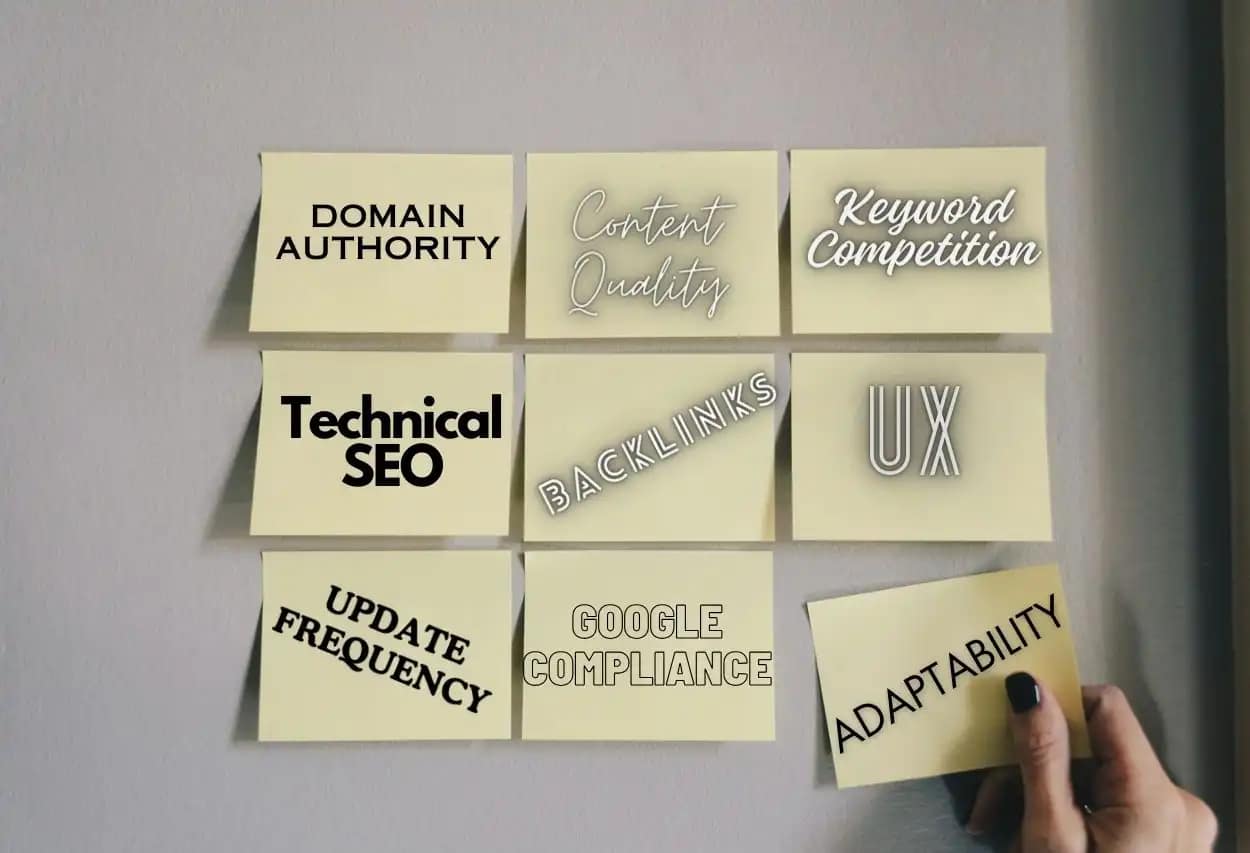 SEO planning with sticky notes, a metaphor for the structured approach in an SEO timeline to achieve measurable SEO results.