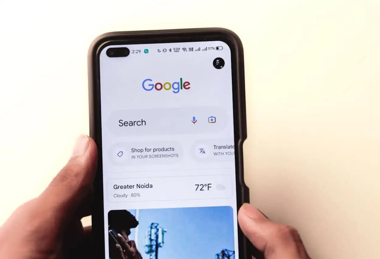 Google search on mobile screen for choosing SEO service for NGOs