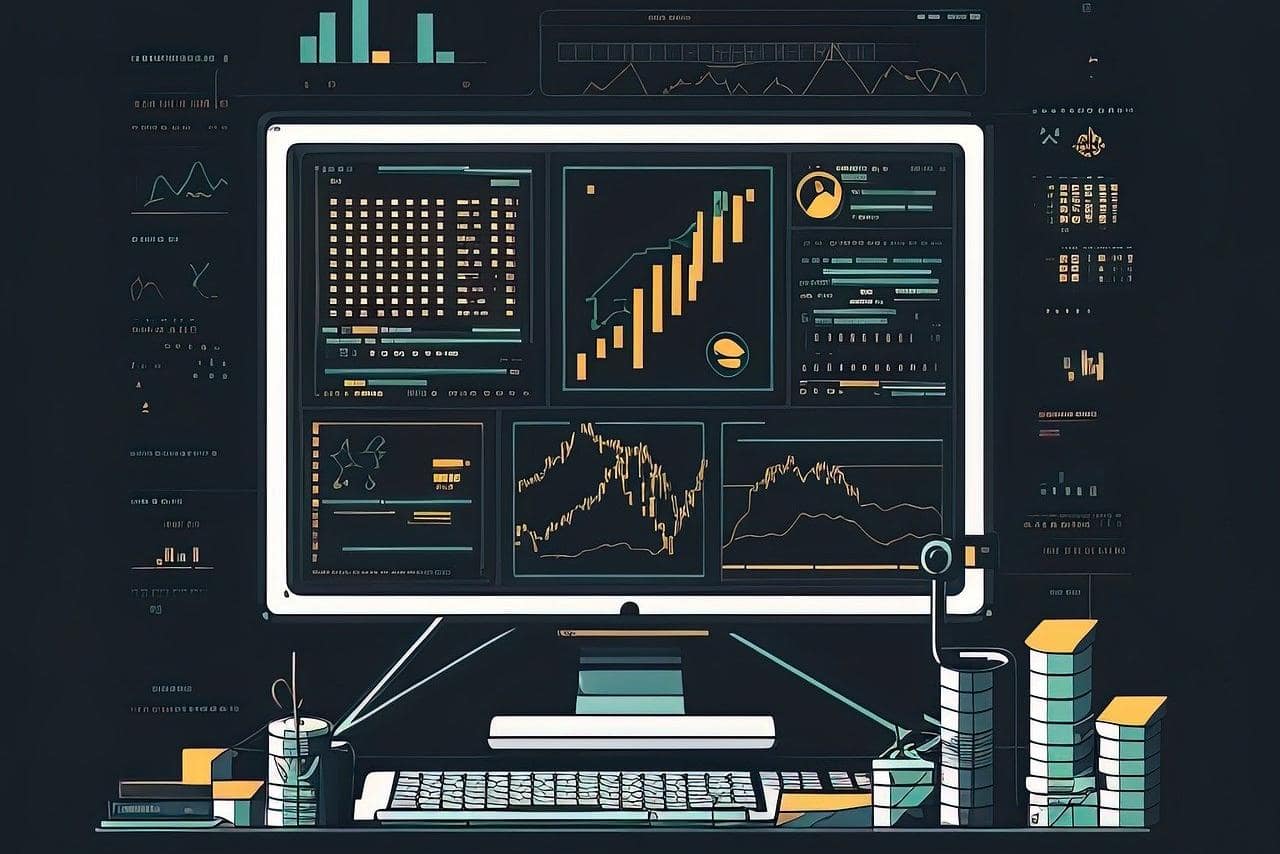 AI generated image of a laptop showing SEO growth and conversion success