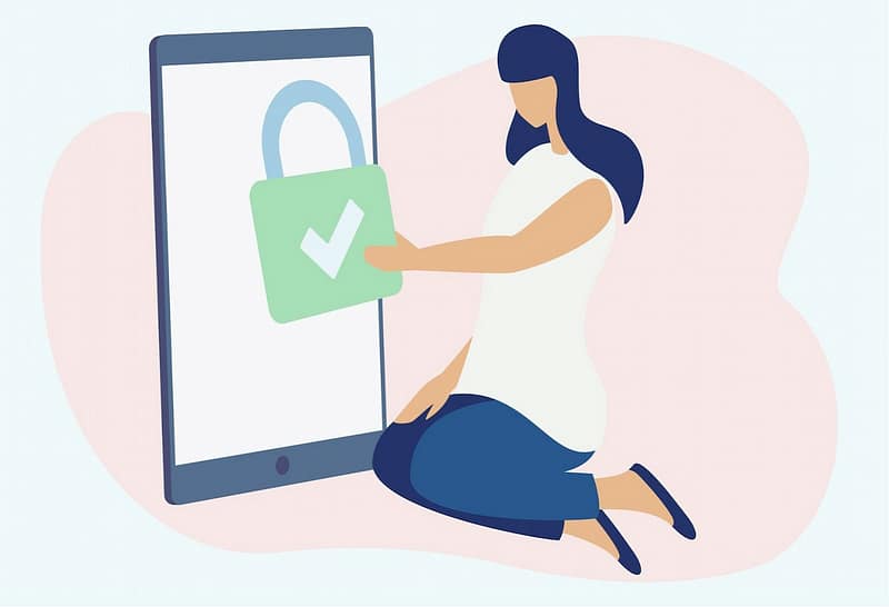 Woman setting up security feature on her website account